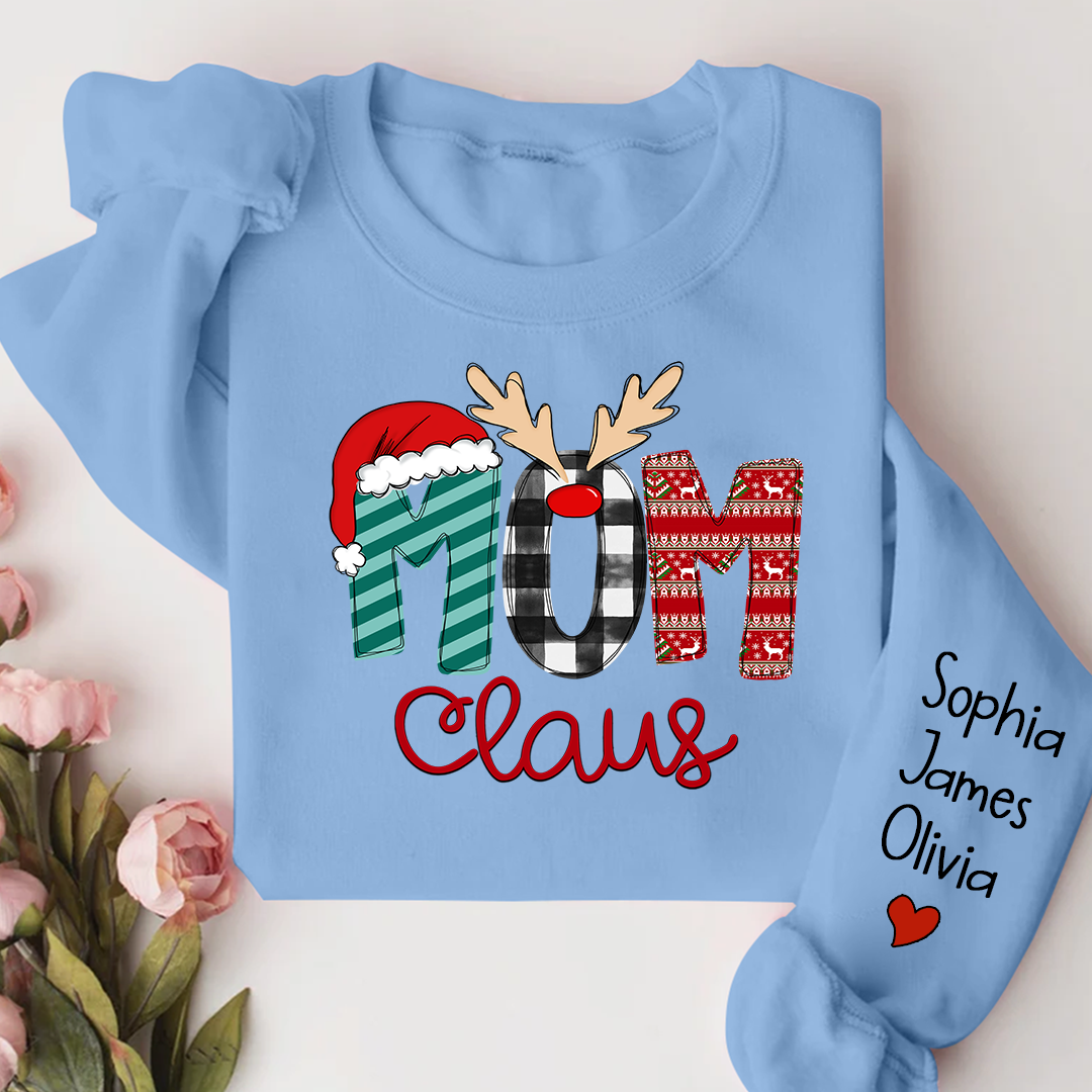 Merry Christmas 2023 Mom Claus Sweatshirt, Custom Mom , Mama and Kids Sweatshirt