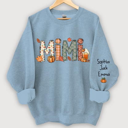 Mimi, Grandma, Nana Fall Doodle And Grandkids Autumn Sweatshirt