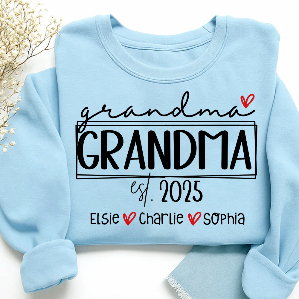 Grandma Est Heart And Grandkids Sweatshirt