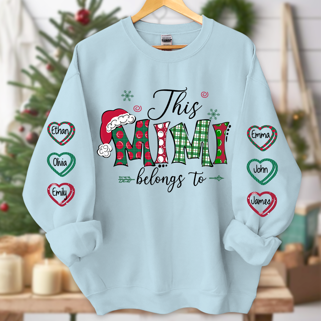 This Mimi belongs to merry christmas And Grandkids Name Sweatshirt