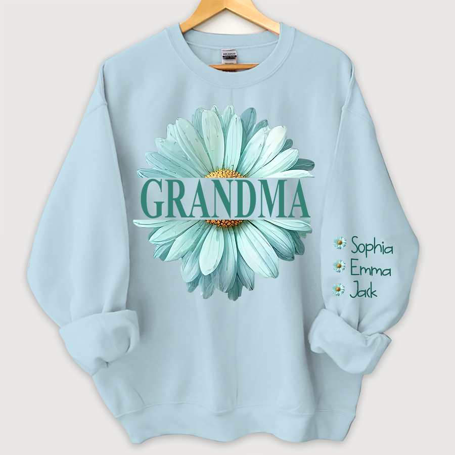Grandma Flower Daisy Color And Grandkids Sweatshirt