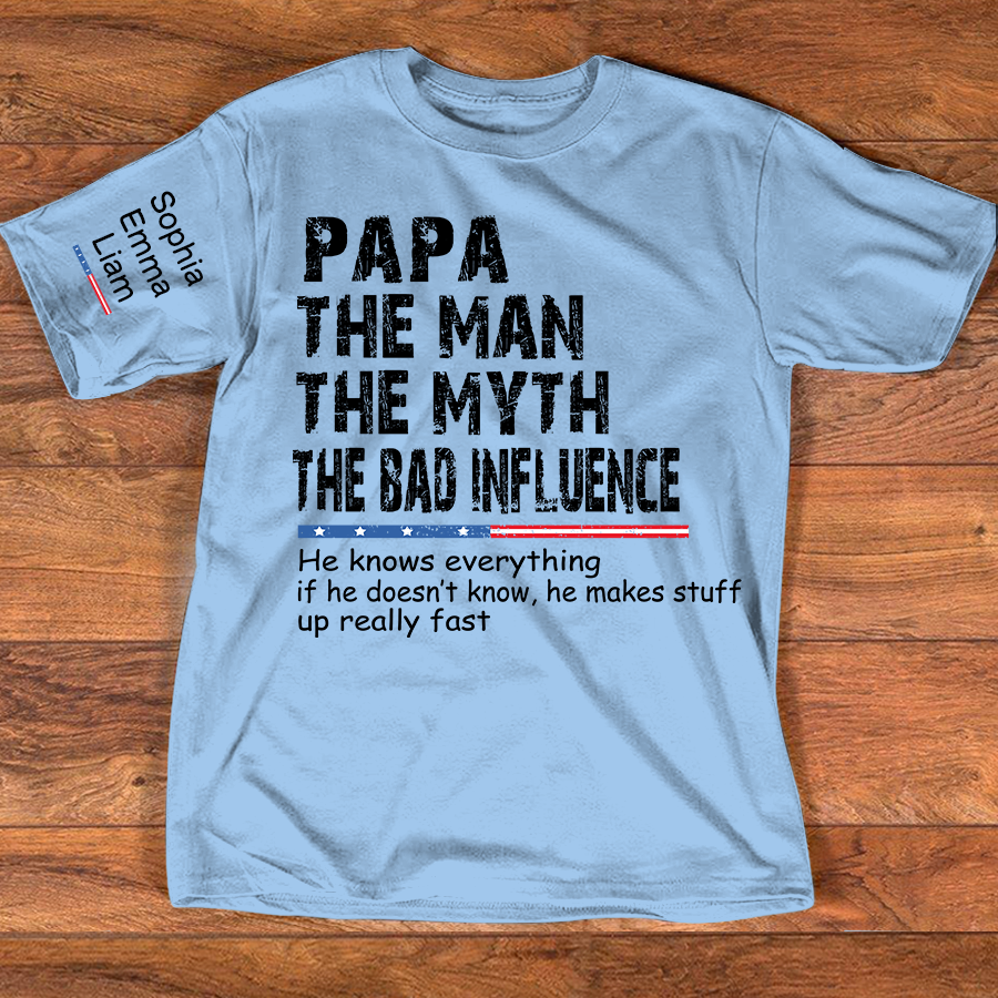 Personalized Dad Papa Grandpa Shirt, Custom Papa Legend Influence T-Shirt, Custom Birthday Fathers Day Gift, Funny Family