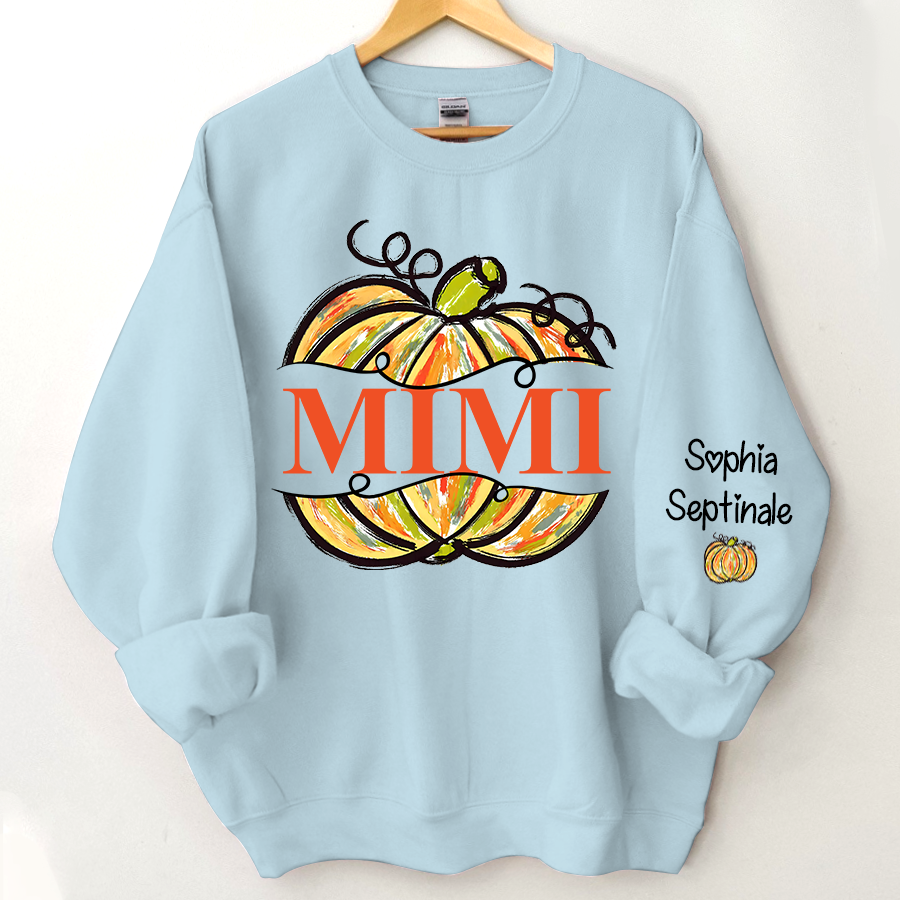 Personalized Pumpkin Color Painted Mimi And Grandkids CL01 Sweatshirt