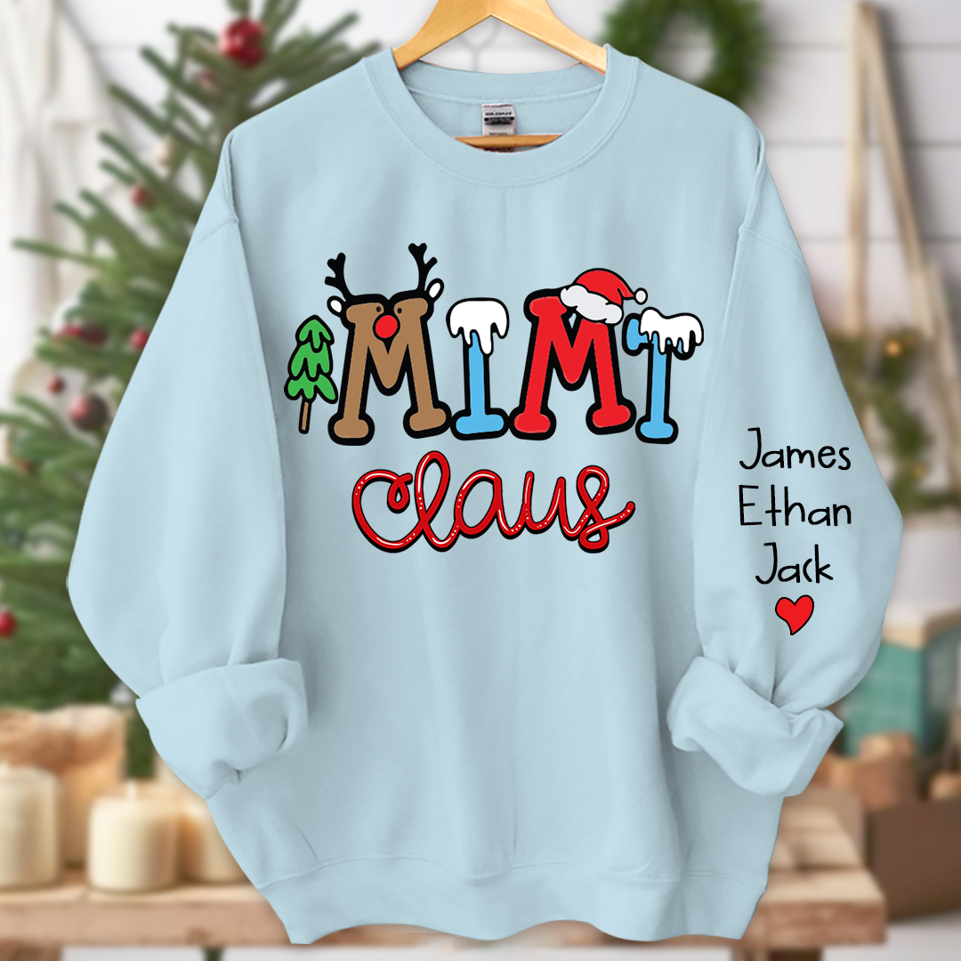 Custom Christmas Mimi Claus Sweatshirt, Merry Christmas Nana Sweatshirt, Custom Grandma Claus Christmas