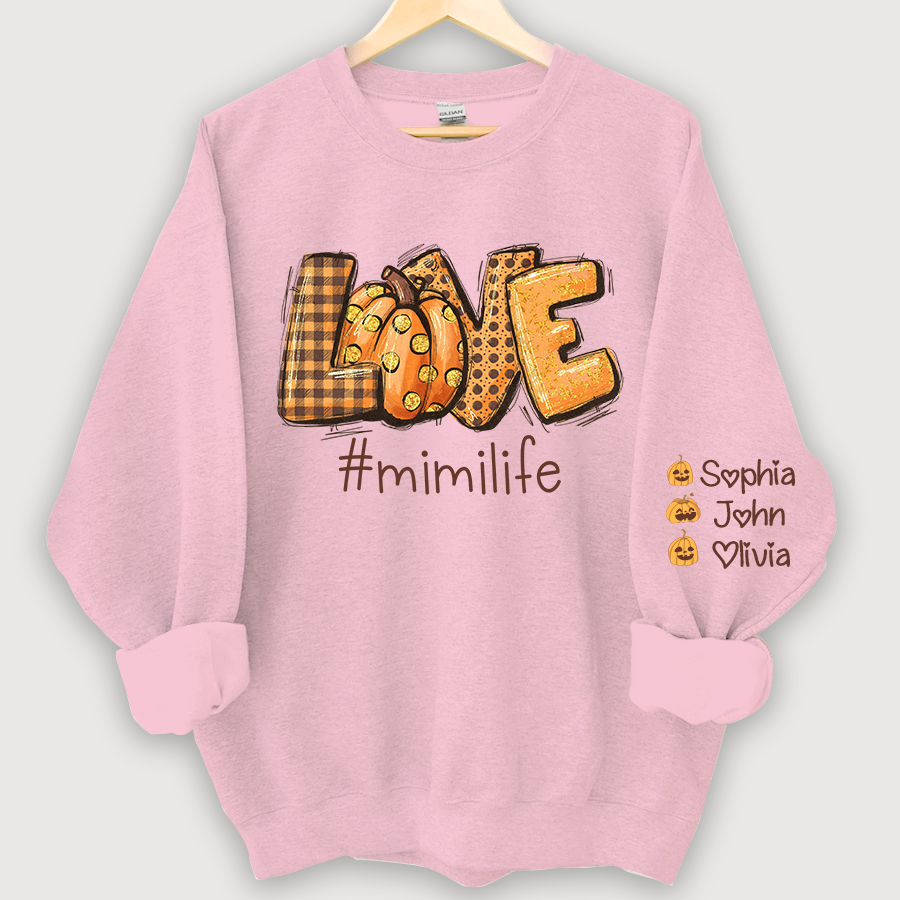 Love Mimi Life Autumn Pumpkins And Grandkids Sweatshirt