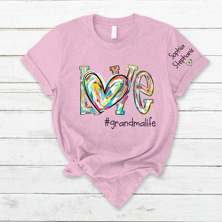 Love Grandma Life Fall Autumn Color Clipart Custom T-Shirt