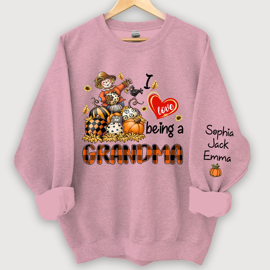 I Love Being A Grandma Pumpkin And Grandkids Autumn Sweatshirt