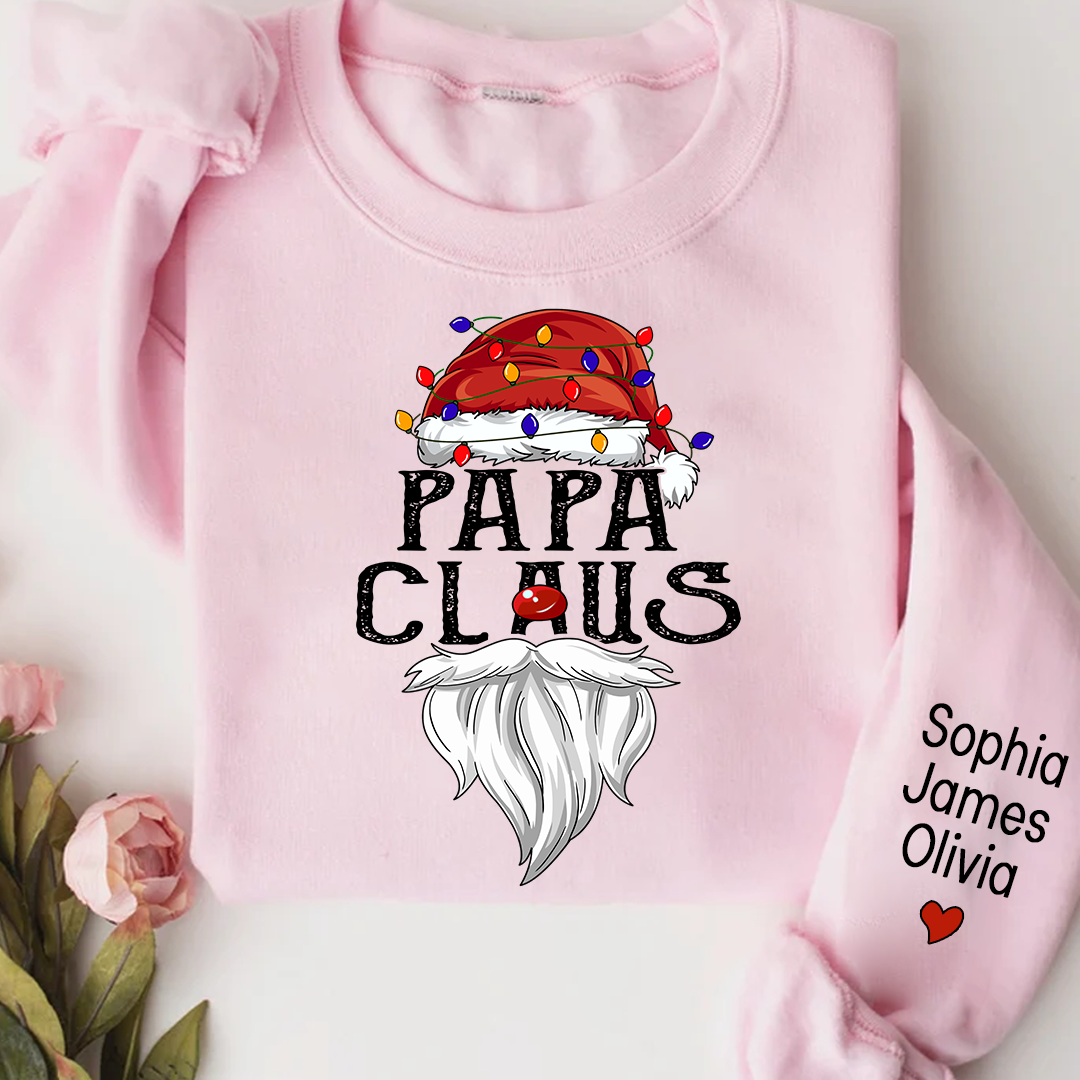 Personalize Merry Christmas Papa Claus, Dad Claus 2023 Gift Custom Name Kids Sweatshirt