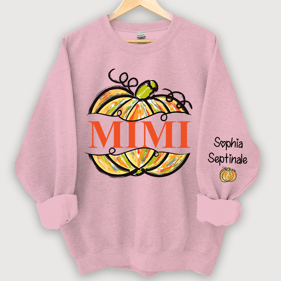 Personalized Pumpkin Color Painted Mimi And Grandkids CL01 Sweatshirt