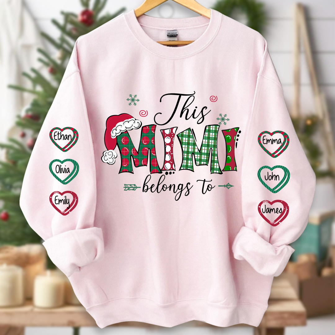 This Mimi belongs to merry christmas And Grandkids Name Sweatshirt