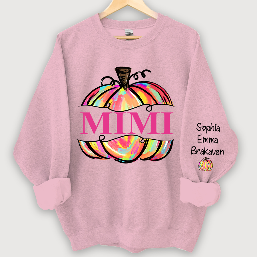Personalized Mimi Painted Pumpkin Fall Autumn Sweatshirt