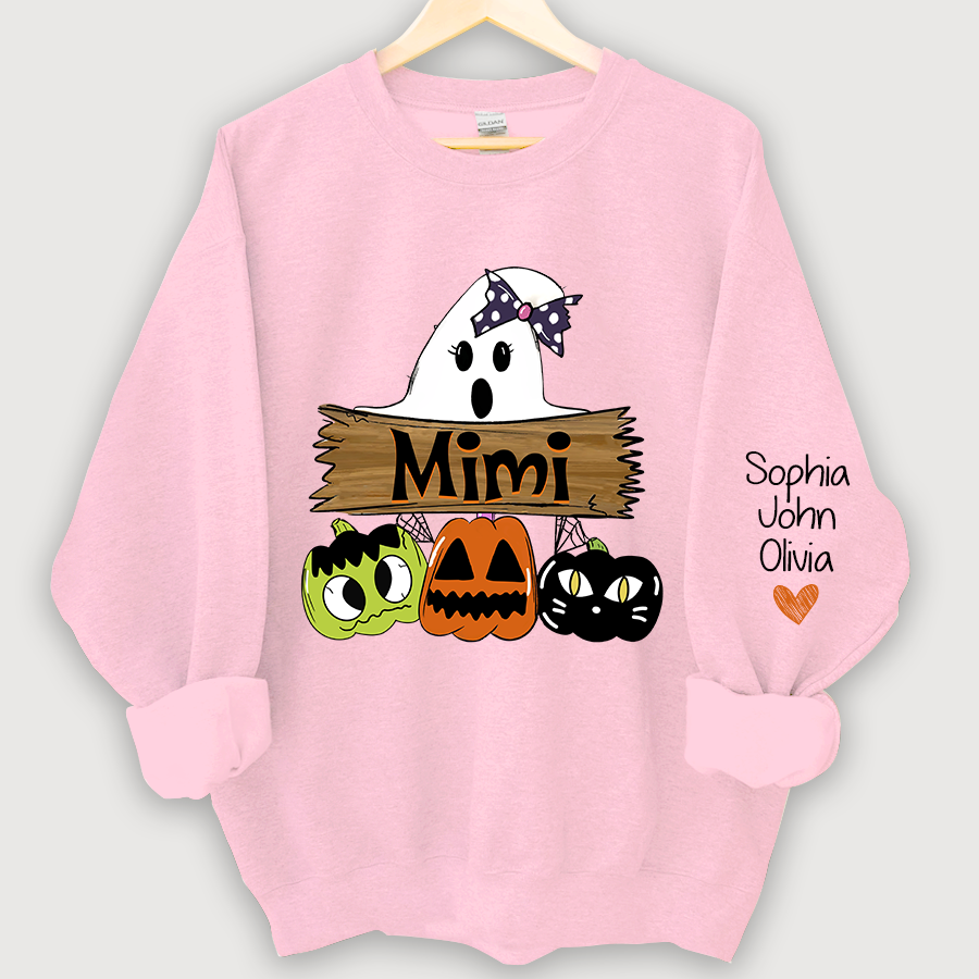 Pumpkin Ghost Halloween Mimi,Grandma And Grandkids Sweatshirt