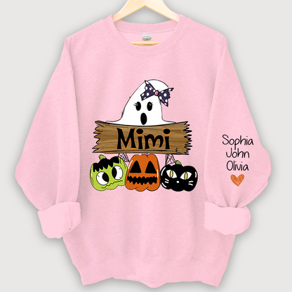 Pumpkin Ghost Halloween Mimi,Grandma And Grandkids Sweatshirt
