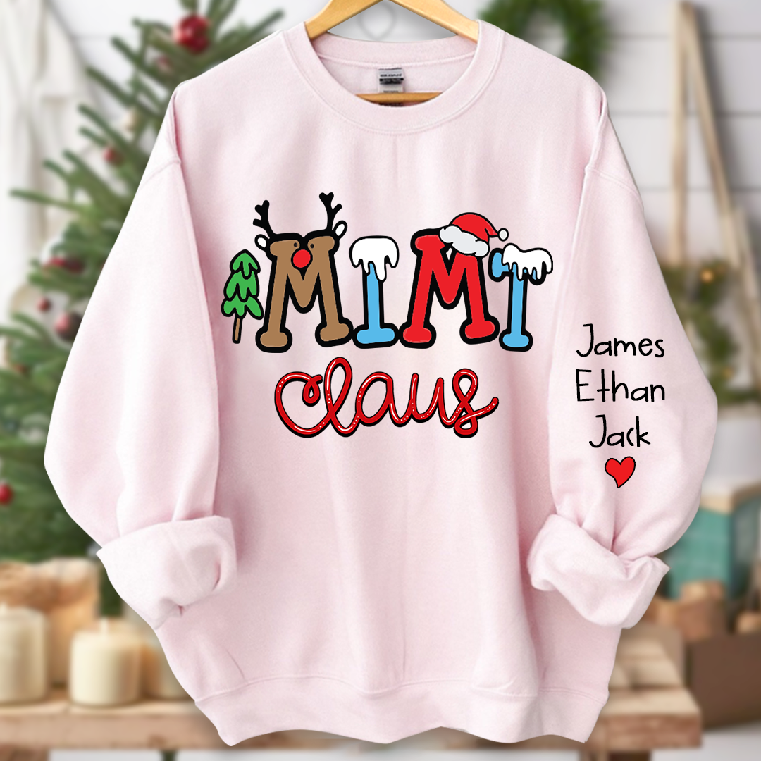 Custom Christmas Mimi Claus Sweatshirt, Merry Christmas Nana Sweatshirt, Custom Grandma Claus Christmas
