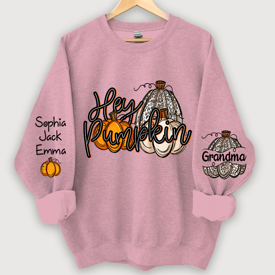 Personalized Hey Pumpkin Grandma And Kids autumn Sweatshirt