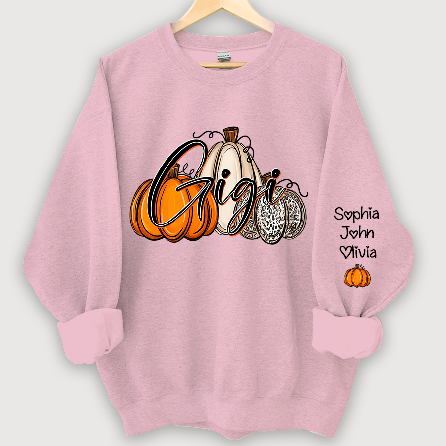 Personalized Gigi, Grandma Pumpkins Autumn And Grandkids Sweatshirt