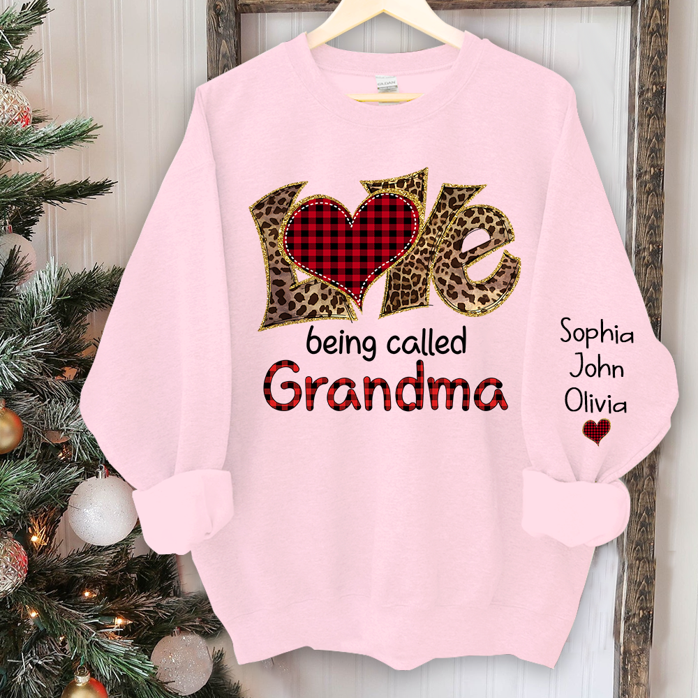 Love being called Grandma leopard And Grandkids Sweatshirt