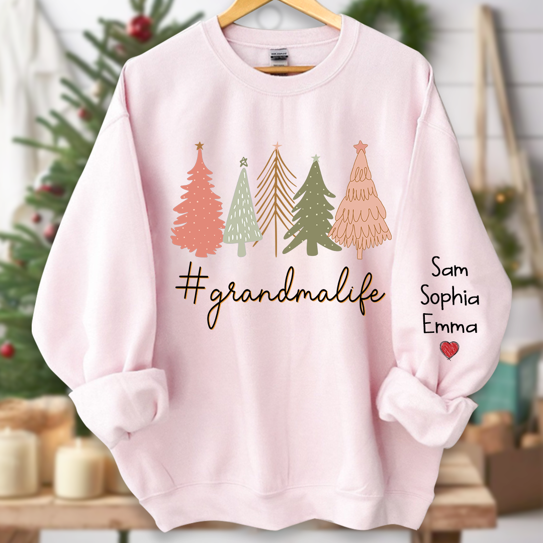 Christmas Tree Custom Grandmalife And Kids Merry Christmas, Grandma Gift Sweatshirt