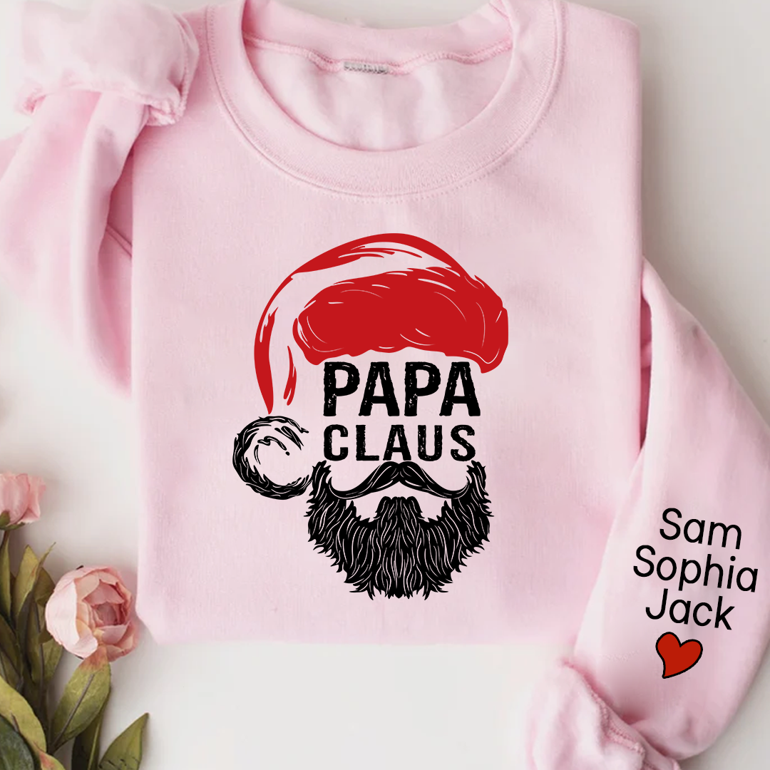 Christmas Papa Claus 2023 Gift Custom Name Kids Sweatshirt