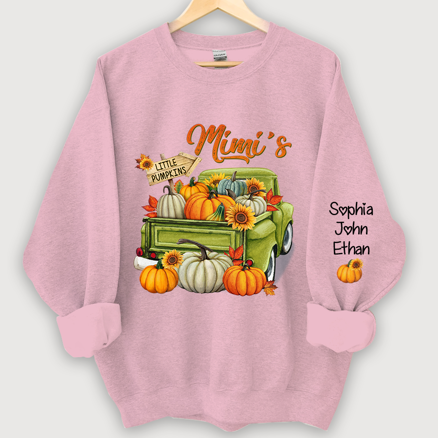 Personalized Fall Season Green Truck Mimi And Grandkids Autumn Sweatshirt