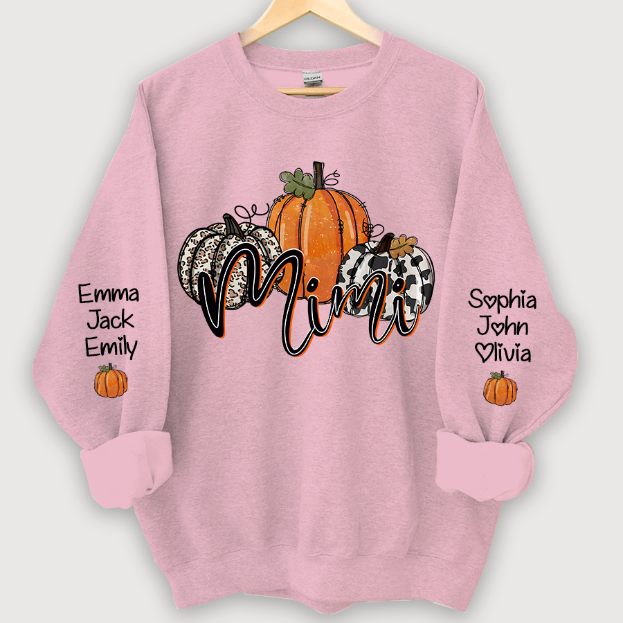 Personalized Mimi, Grandma Pumpkins Autumn And Grandkids CL01 Sweatshirt