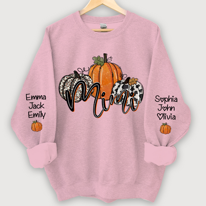 Personalized Mimi, Grandma Pumpkins Autumn And Grandkids CL01 Sweatshirt