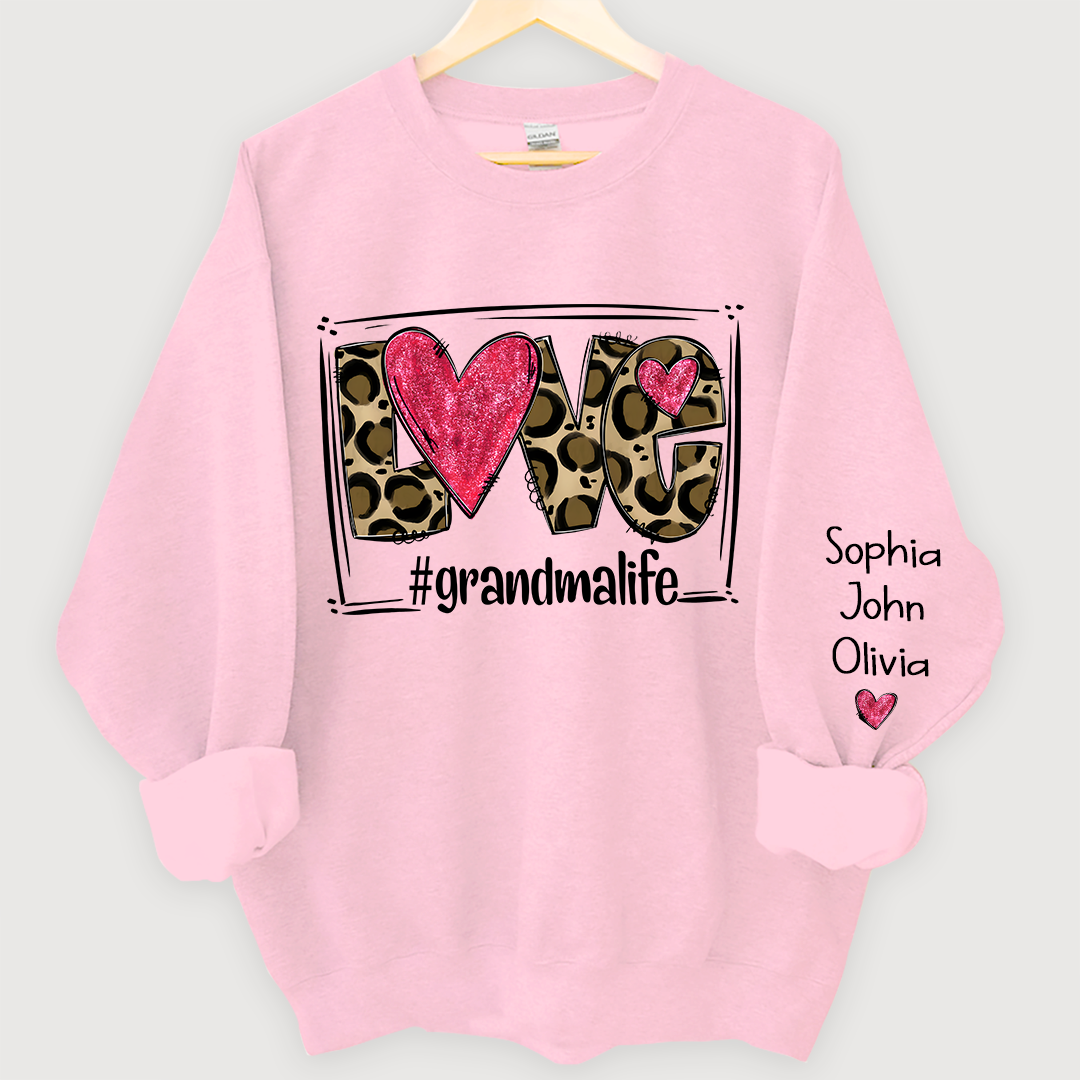 Love Grandmalife Leopard glitter And Grandkids Sweatshirt