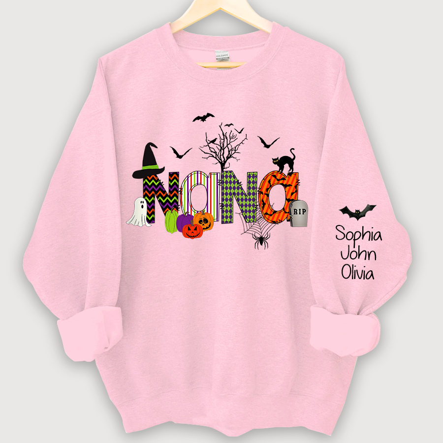 Personalized Halloween Doodle Alphabet Nana Grandma Grandkids Sweatshirt