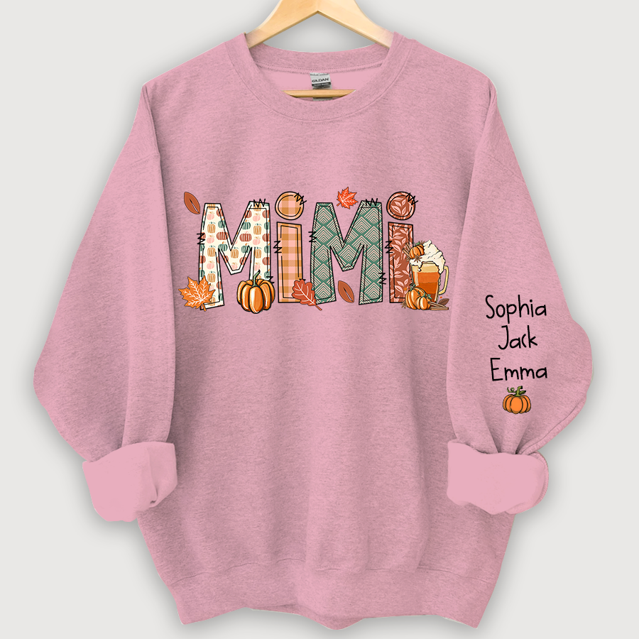 Mimi, Grandma, Nana Fall Doodle And Grandkids Autumn Sweatshirt