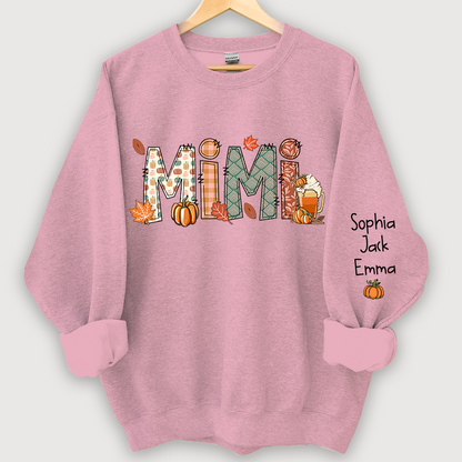 Mimi, Grandma, Nana Fall Doodle And Grandkids Autumn Sweatshirt