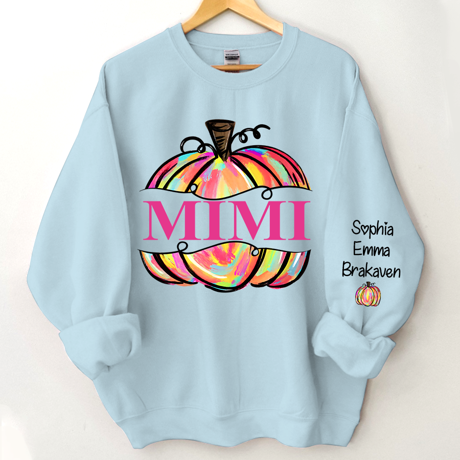 Personalized Mimi Painted Pumpkin Fall Autumn Sweatshirt