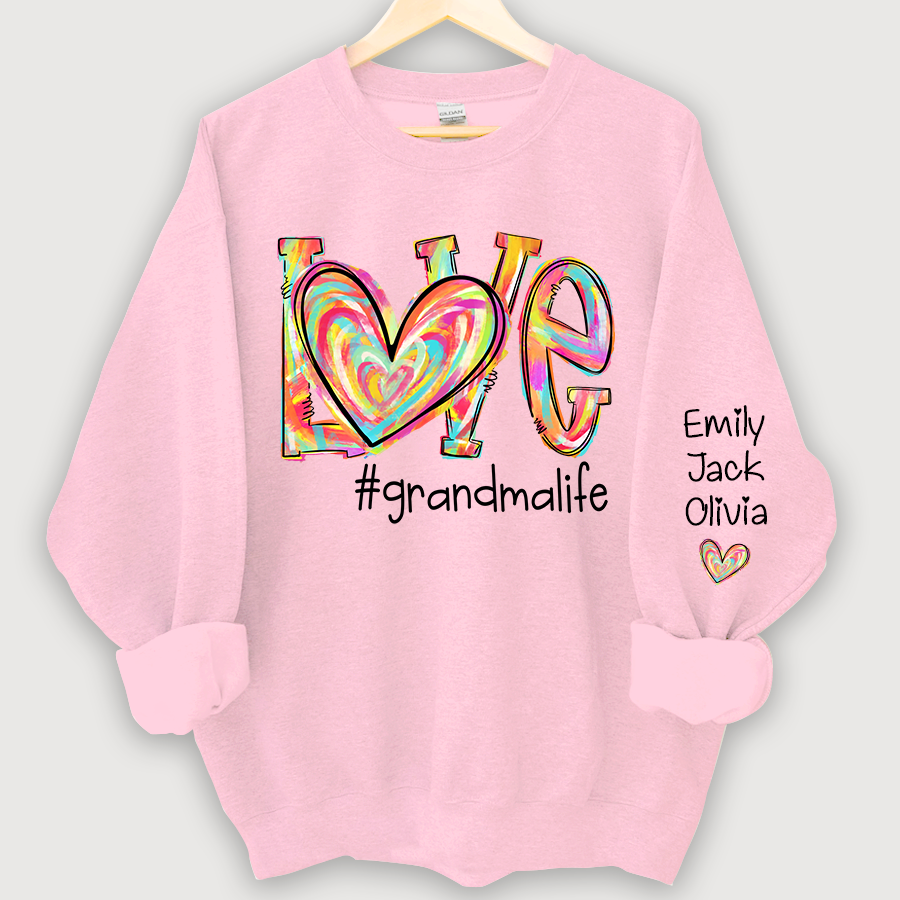 Love Grandma Life Fall Autumn Color Clipart And Grandkids Sweatshirt
