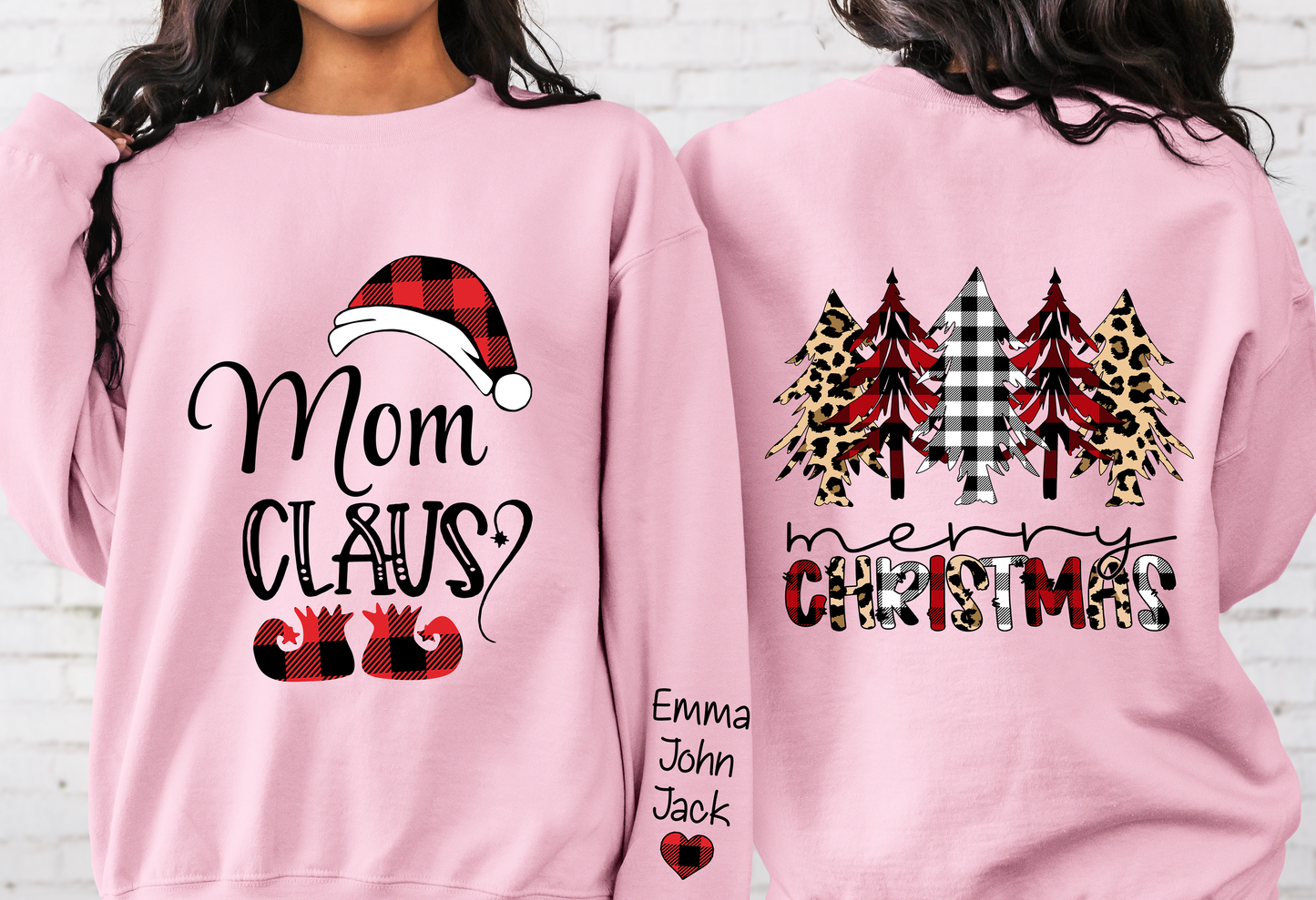Custom Name Mom Claus Merry Christmas And Momkids Sweatshirt