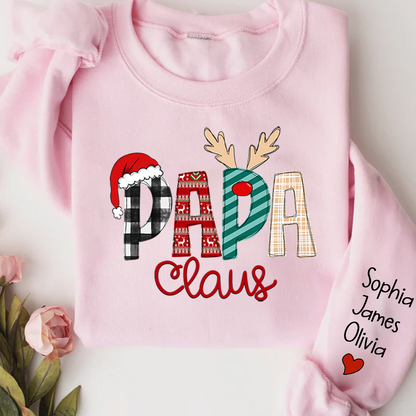 Personalize Merry Christmas Papa Claus, Dad Claus Gift Custom Name Kids Sweatshirt