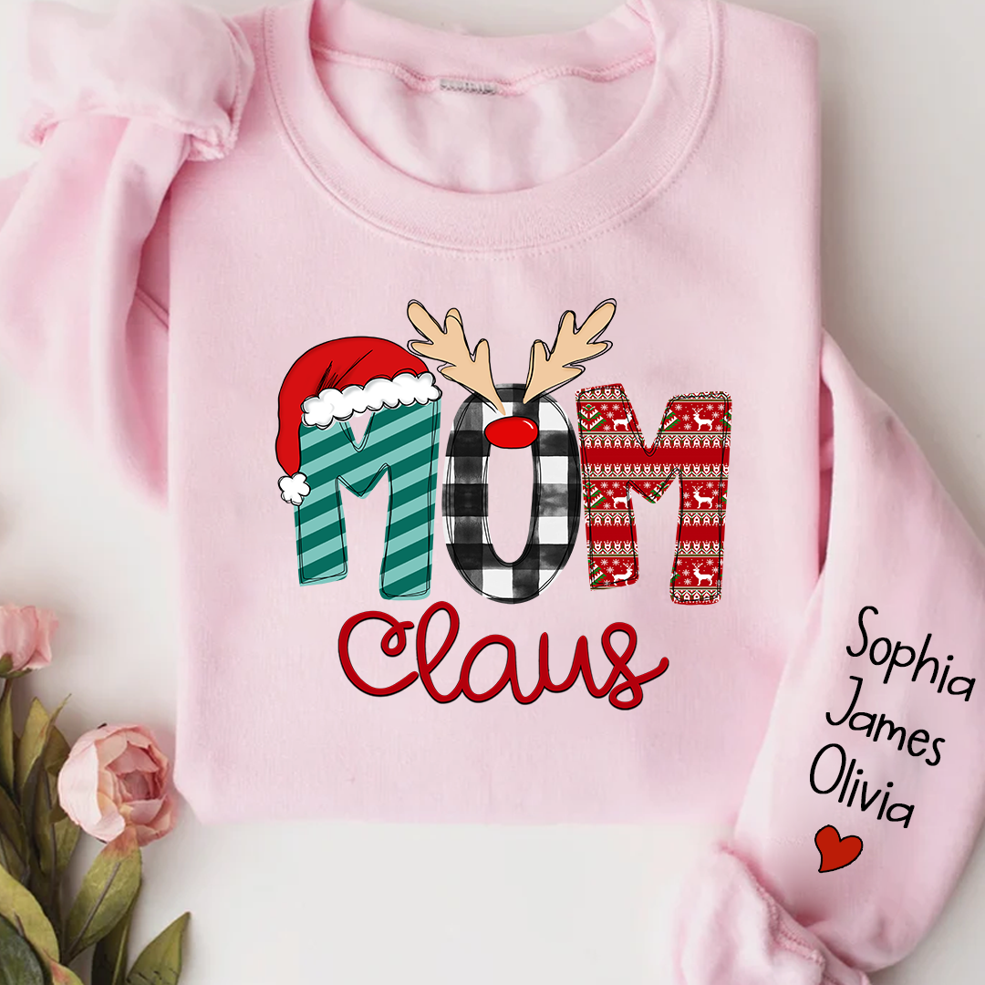 Merry Christmas 2023 Mom Claus Sweatshirt, Custom Mom , Mama and Kids Sweatshirt