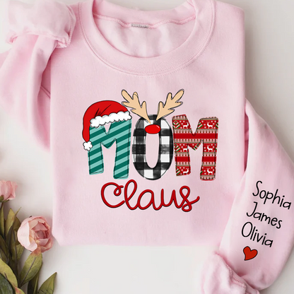Merry Christmas 2023 Mom Claus Sweatshirt, Custom Mom , Mama and Kids Sweatshirt
