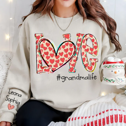 Valentine Heart Love Grandma Life And Grandkids Sweatshirt