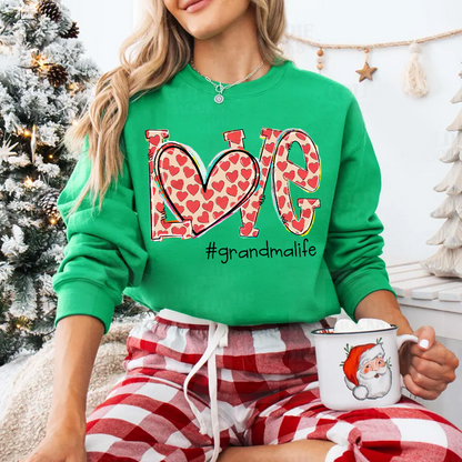 Valentine Heart Love Grandma Life And Grandkids Sweatshirt