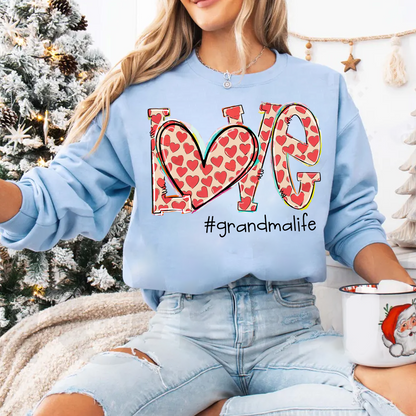 Valentine Heart Love Grandma Life And Grandkids Sweatshirt