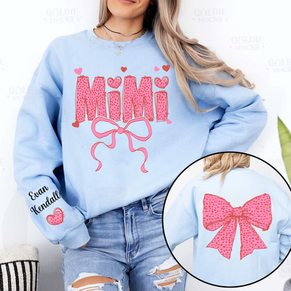 Personalized Mimi Pink Bow Sweatshirt – Custom Grandma Gift for Birthday or Christmas