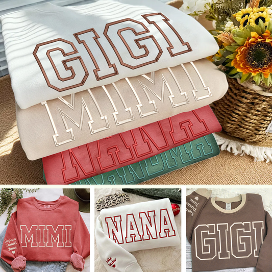 Embroidered Personalized Mama Nana Gigi Mimi and Grandkids