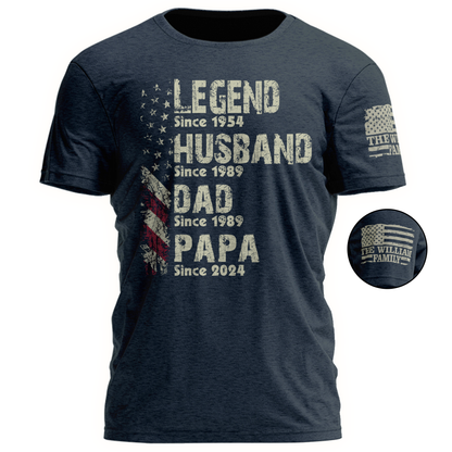 Personalized Legend Husband Dad Papa Shirt – Custom Years Gift for Dad & Grandpa – Unique Christmas Gift for Him