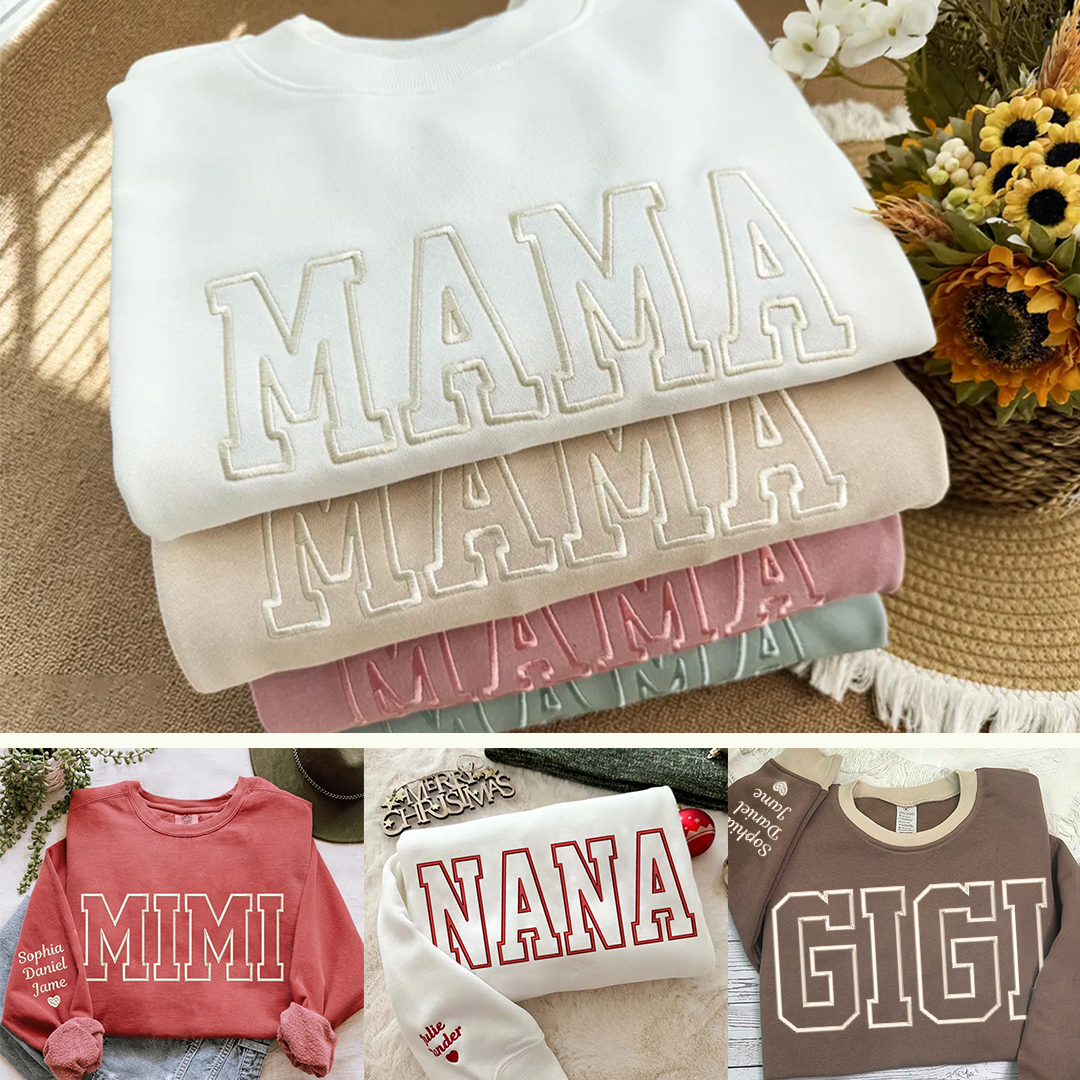 Embroidered Personalized Mama Nana Gigi Mimi and Grandkids