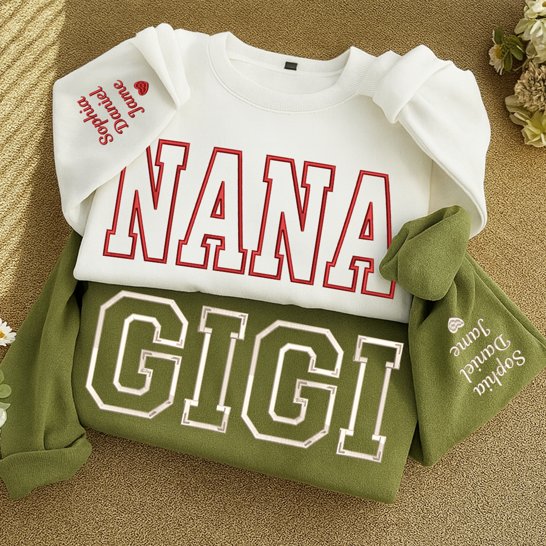 Embroidered Personalized Mama Nana Gigi Mimi and Grandkids