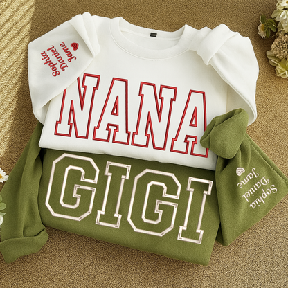 Embroidered Personalized Mama Nana Gigi Mimi and Grandkids
