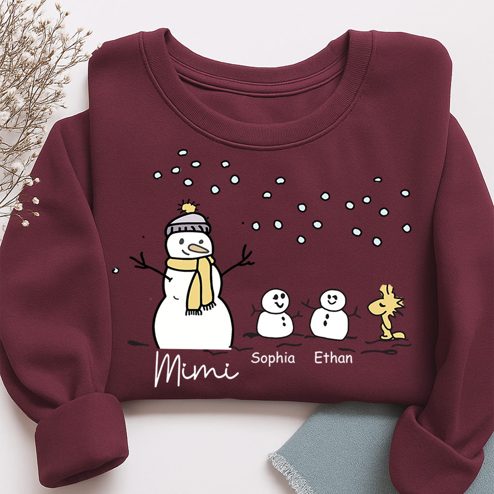 Personalized Mimi Snowman Sweatshirt with Grandkids – Christmas Gifts Sweatshirt