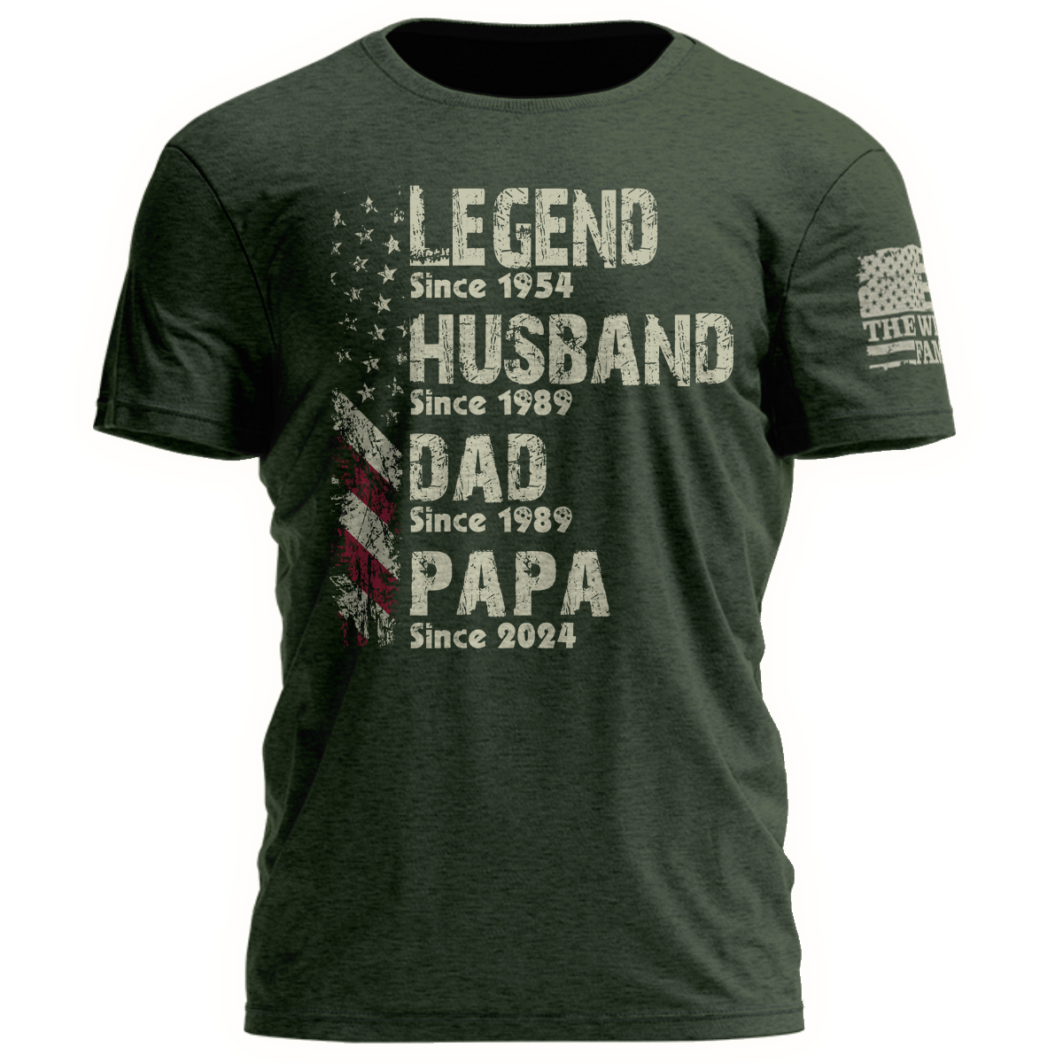 Legend Husband Dad Grandpa Shirt, Personalized Christmas Gift for Grandpa 2025, Custom Family Year Shirt for Dad Husband, Vintage American Flag Tee for Men