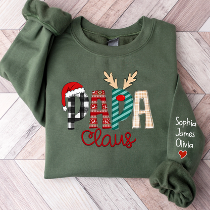 Personalize Merry Christmas Papa Claus, Dad Claus Gift Custom Name Kids Sweatshirt