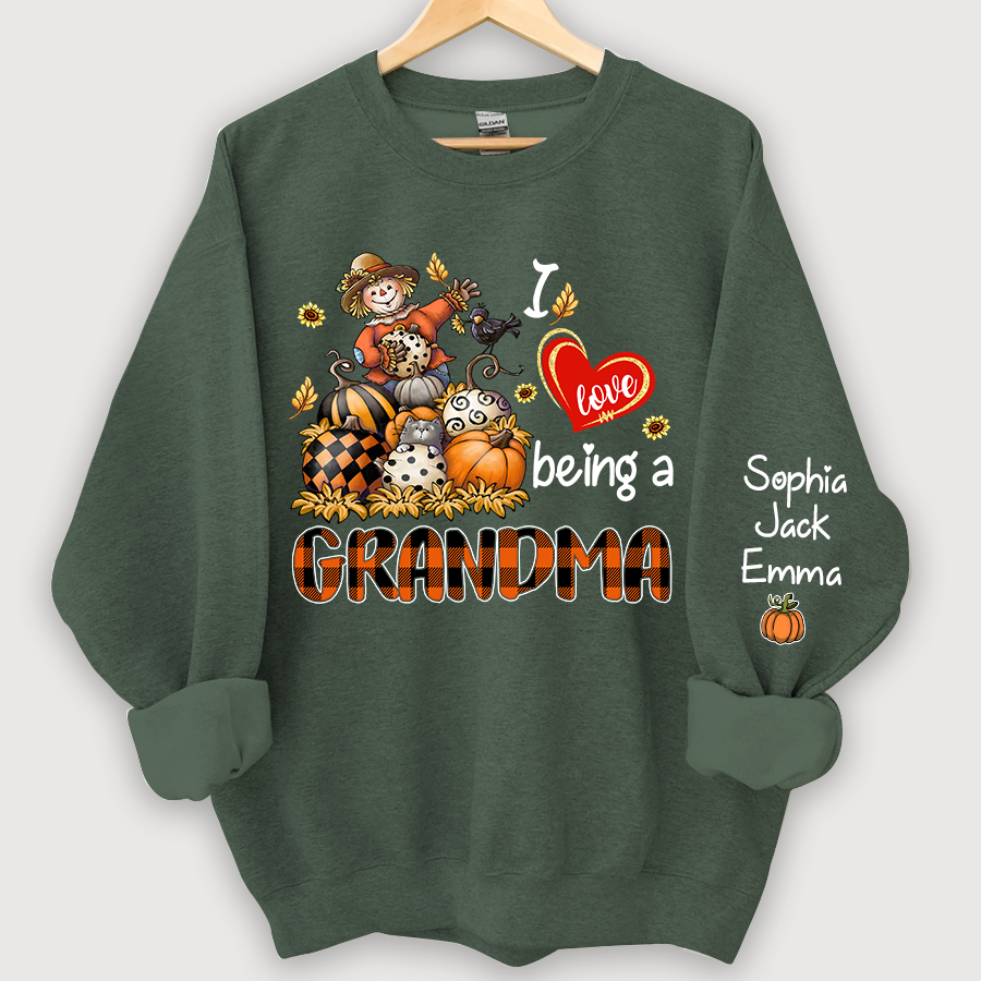 I Love Being A Grandma Pumpkin And Grandkids Autumn Sweatshirt