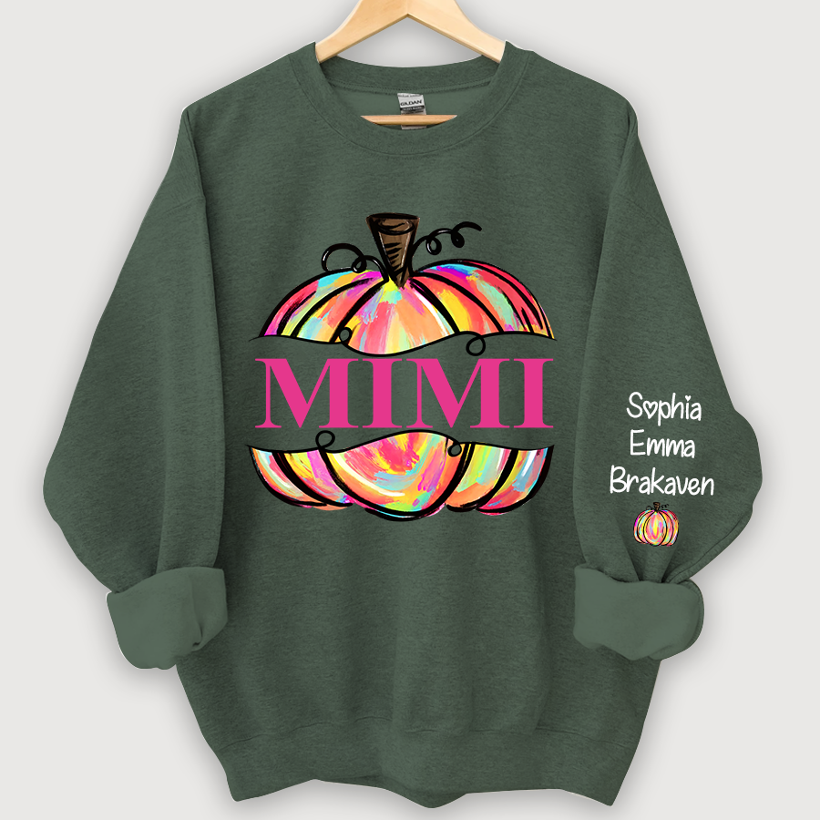 Personalized Mimi Painted Pumpkin Fall Autumn Sweatshirt
